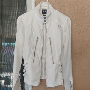 Armani Exchange Women's White Lightweight Jacket